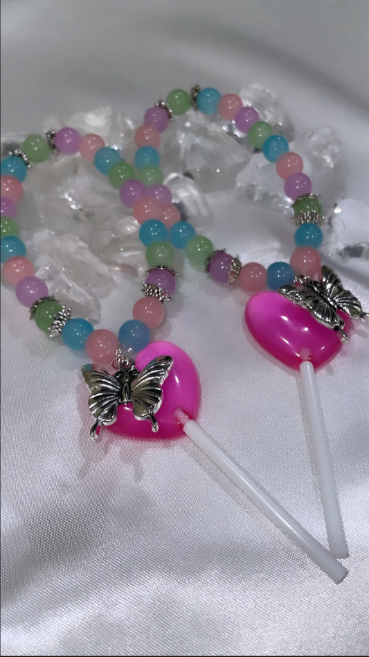 The Candy Collection: Tangy Passion Fruit Lollipop Bracelet (Hot Pink Lollipop)