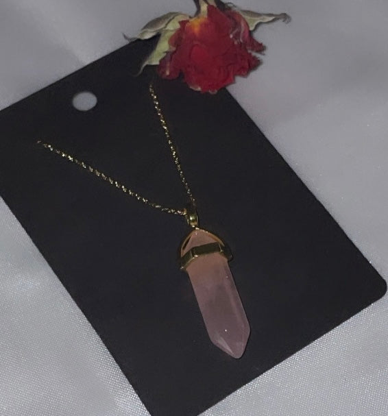 Rose Quartz Point Crystal Necklace