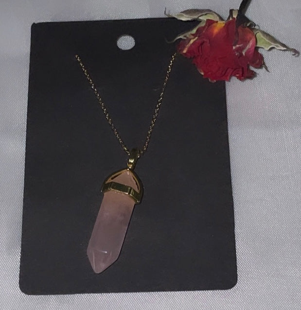 Rose Quartz Point Crystal Necklace