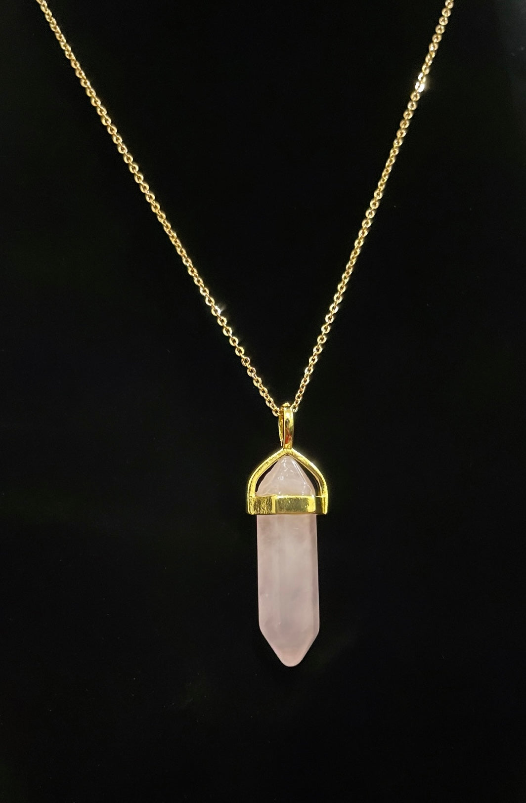 Rose Quartz Point Crystal Necklace